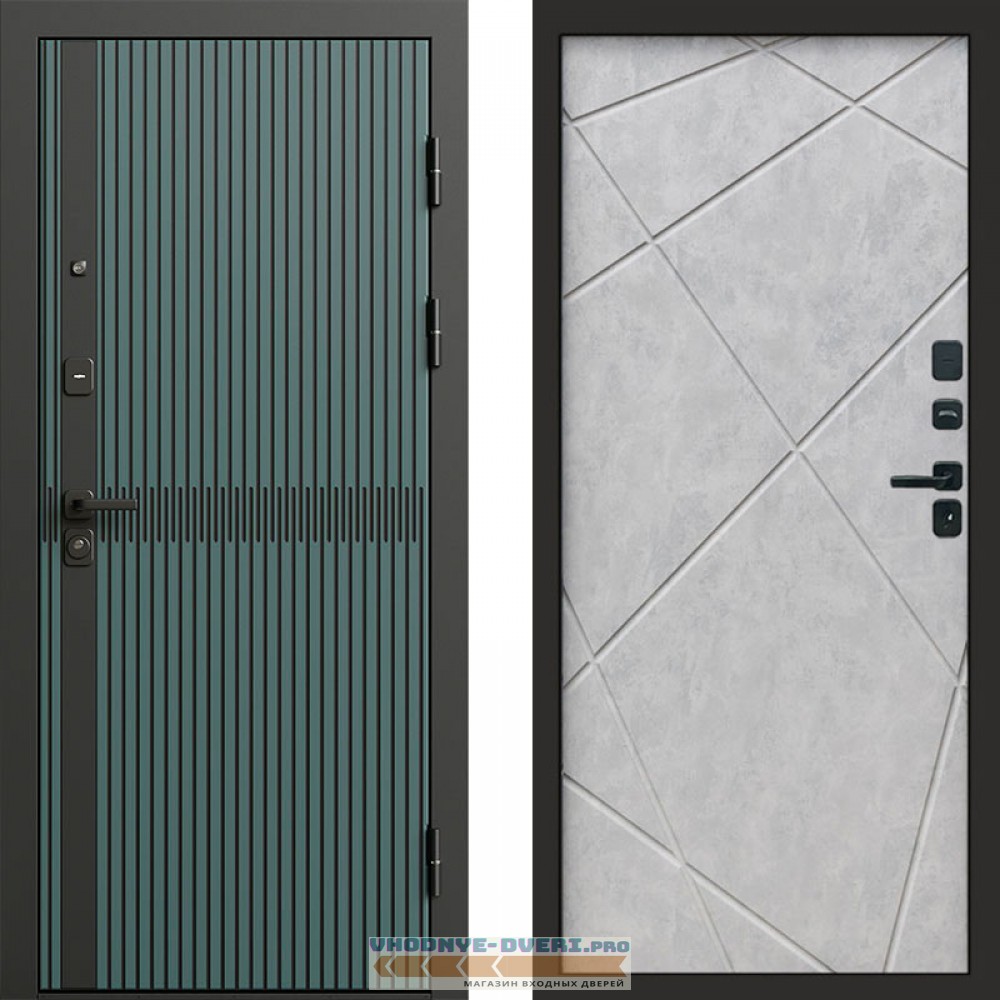 Входная дверь ГРАУНД Velutto Verde Бетон Лучи бетон светлый